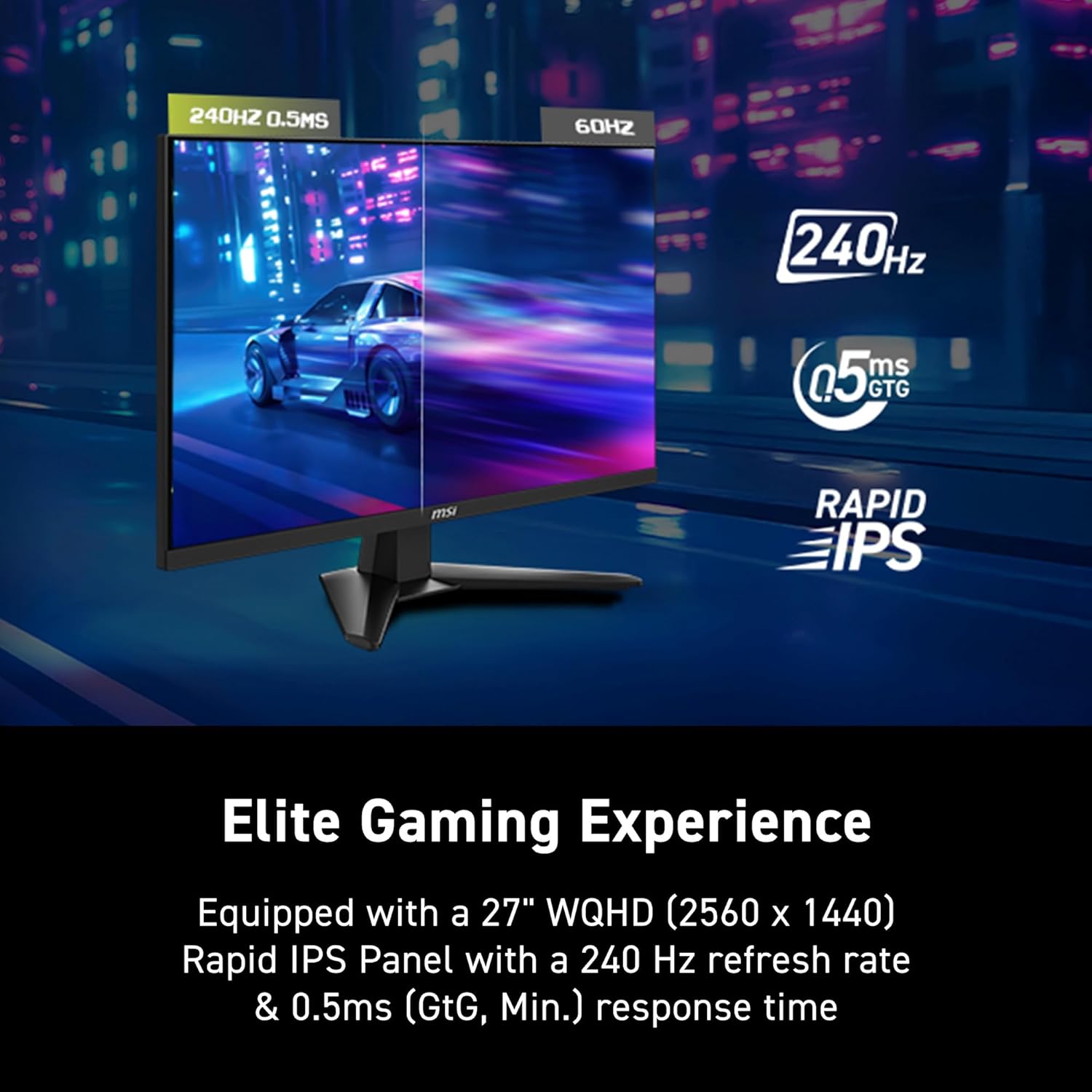 MSI MAG 274QF X24 27″ 2K WQHD 240Hz 0.5ms Rapid IPS | Monitor Gamer
