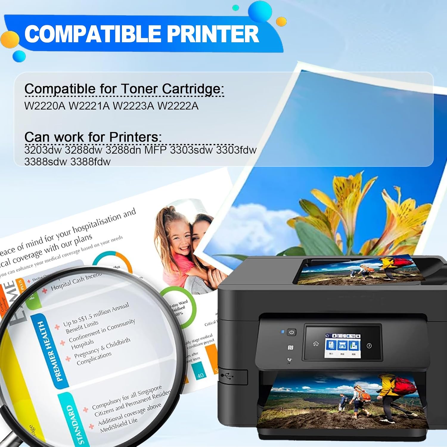 Toner Compatible HP 222A Negro W2220A MFP 3303/3303/3388