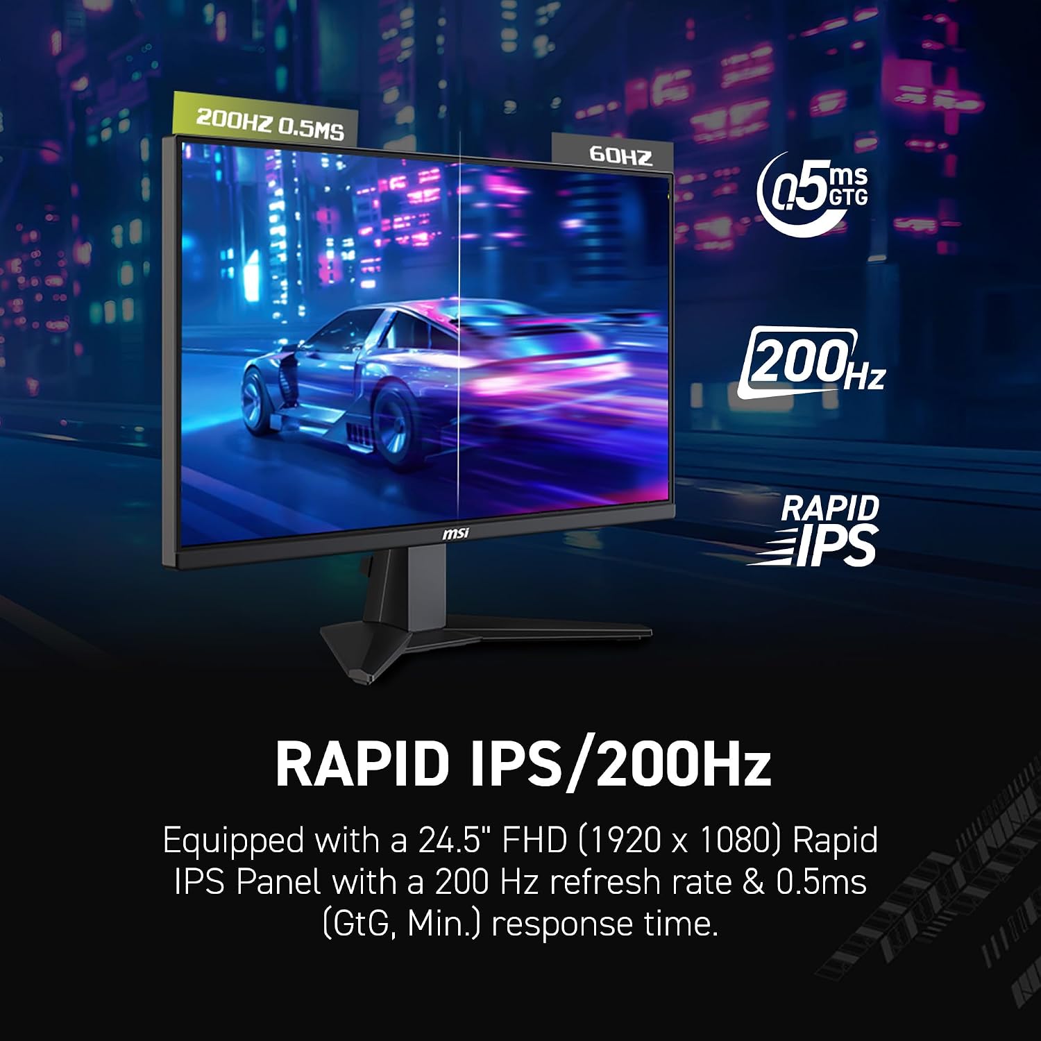 MSI MAG 255F E20 24.5″ FHD 200Hz 0.5ms Rapid IPS | Monitor Gamer