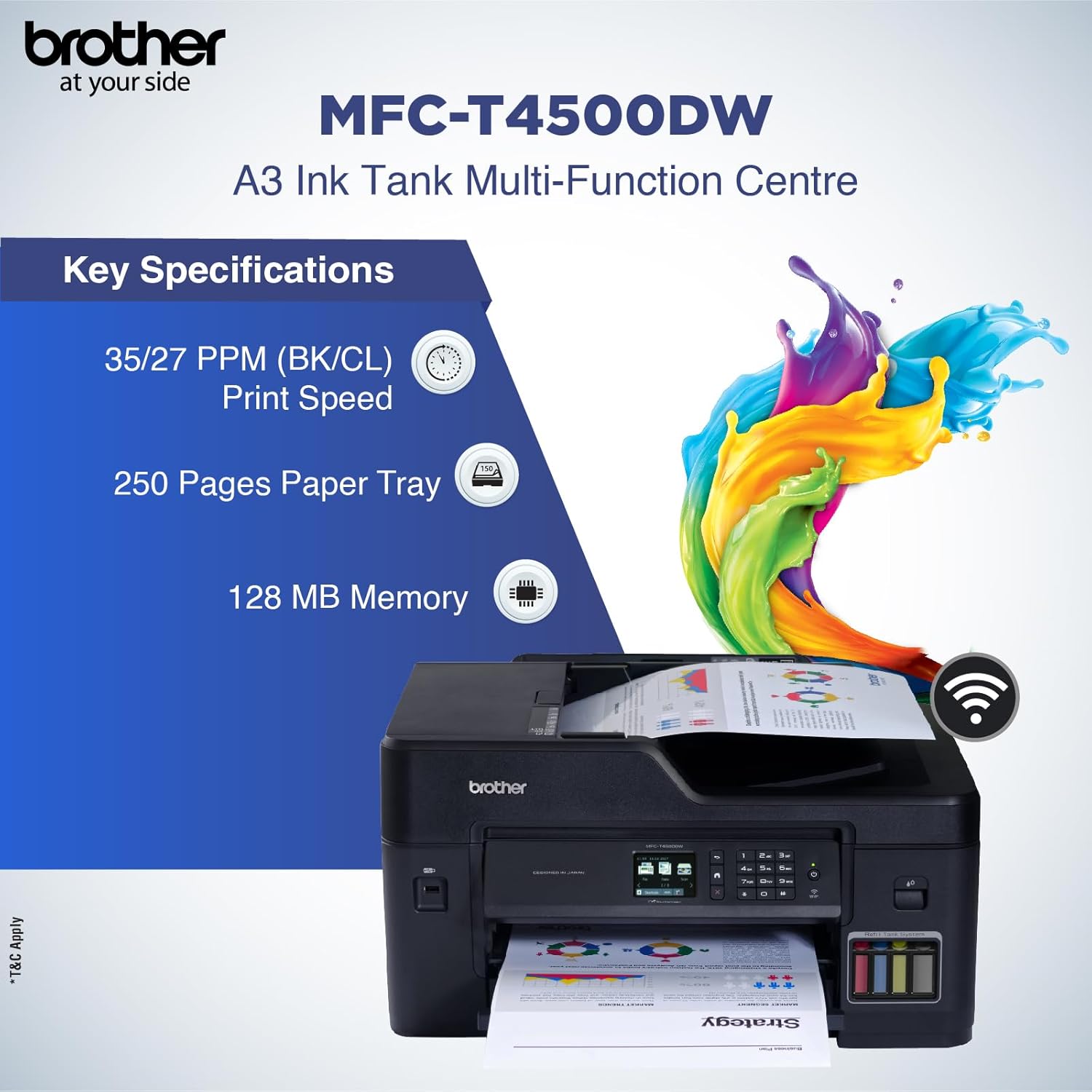 Impresora Mf Brother Mfc-T4500Dw A3 Duplex ADF LAN