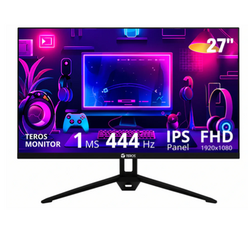 Monitor Plano TEROS TE-2714S, 27″ FHD IPS, 144Hz, 1ms, HDMI, DP, Audio Out, Parlantes, Negro