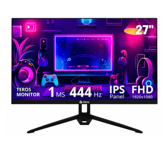 Monitor Plano TEROS TE-2714S, 27″ FHD IPS, 144Hz, 1ms, HDMI, DP, Audio Out, Parlantes, Negro