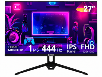 Monitor Plano TEROS TE-2714S, 27″ FHD IPS, 144Hz, 1ms, HDMI, DP, Audio Out, Parlantes, Negro