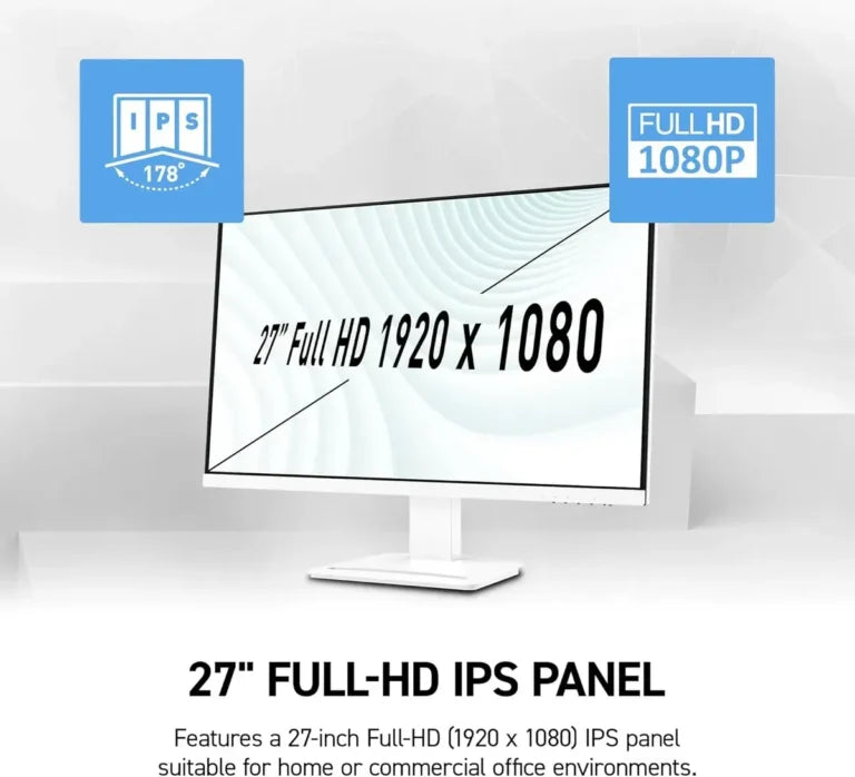 Monitor MSI PRO MP273W 27″ Full HD IPS 75Hz 5ms HDMI DisplayPort Blanco