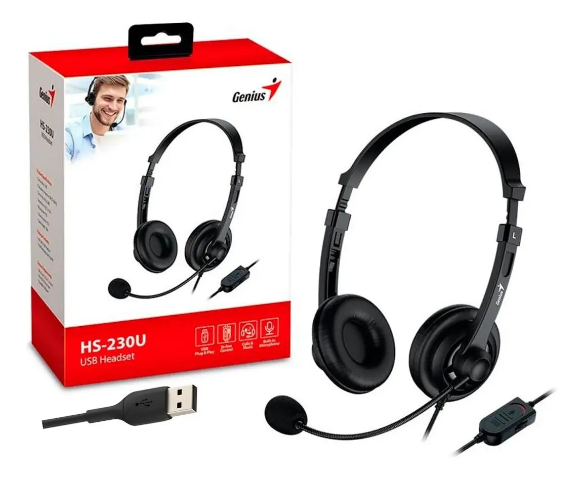 Audífonos Genius HS-230U USB para Oficina y Clases Virtuales