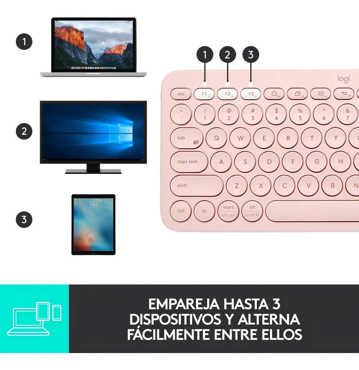 Teclado Logitech Pebble 2 K380s Bluetooth Inalámbrico Rose
