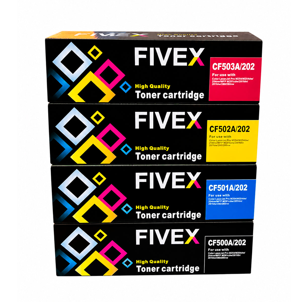 Kit De 4 Toner Fivex 202a Cyan Magenta Yellow Negro - M254DW, M254DN, M281FDW