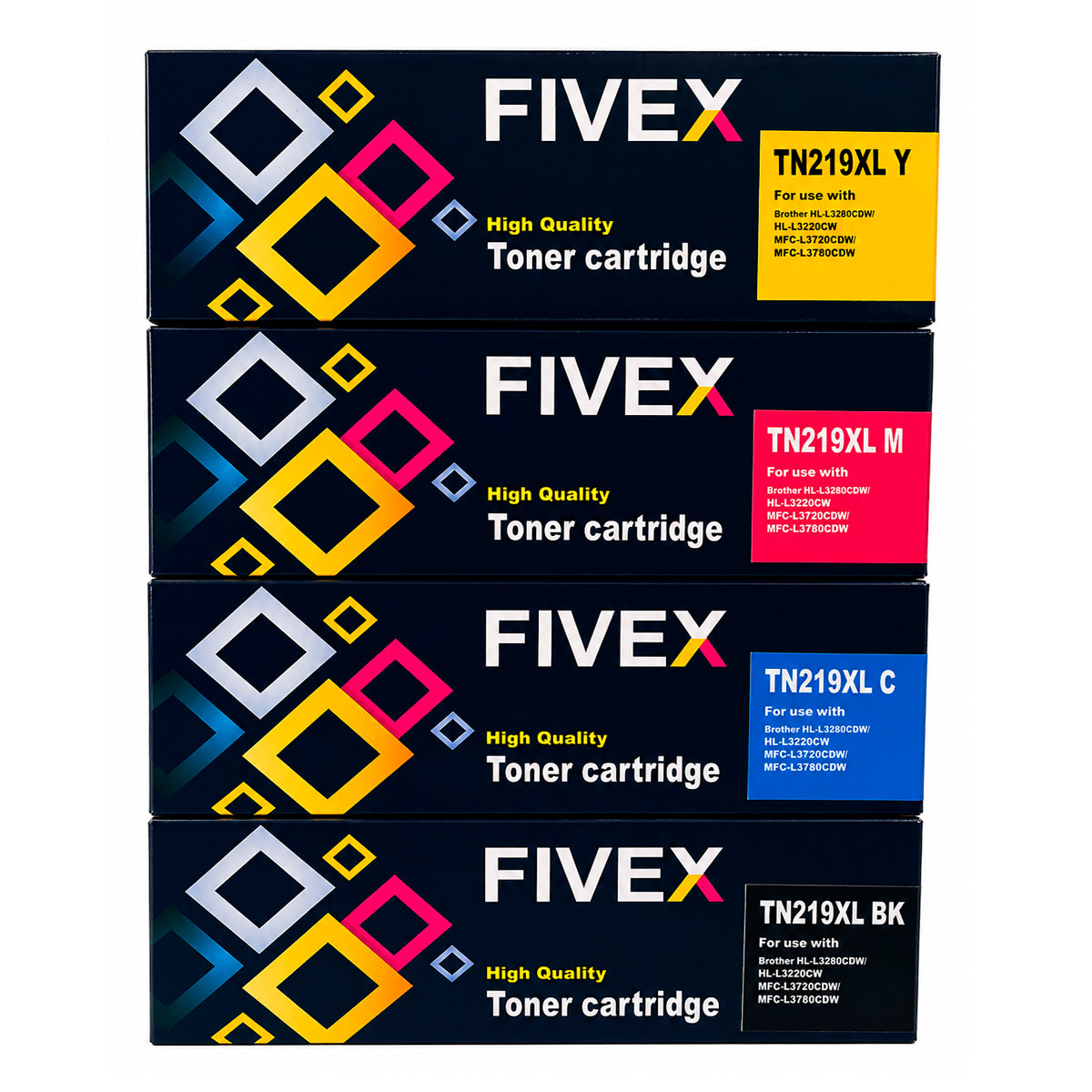 Kit de Tóner Compatible Brother TN-219XL Negro y Colores para L3560CDW / MFC-L3760CDW