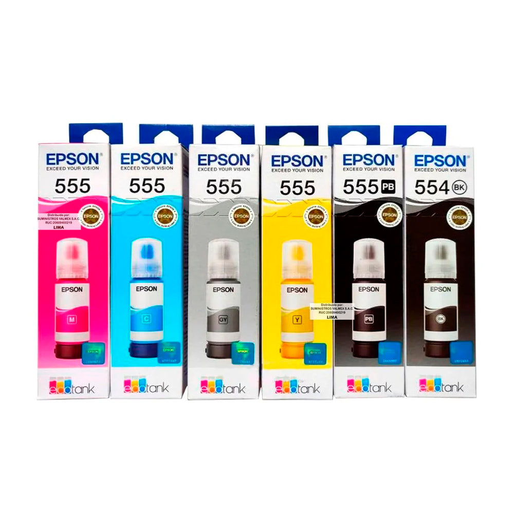 Kit De Tintas Epson T554 Y T555 Compatible L8160 L8180 70ml
