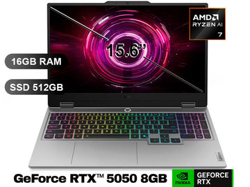 Laptop Gamer Lenovo LOQ 15APH10 AMD Ryzen 7 250 16GB 512GB SSD RTX 5050 15.6″ FreeDOS
