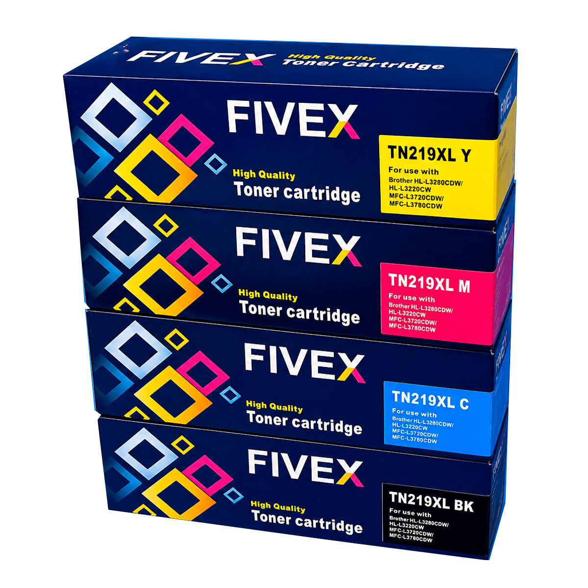 Kit de Tóner Compatible Brother TN-219XL Negro y Colores para L3560CDW / MFC-L3760CDW