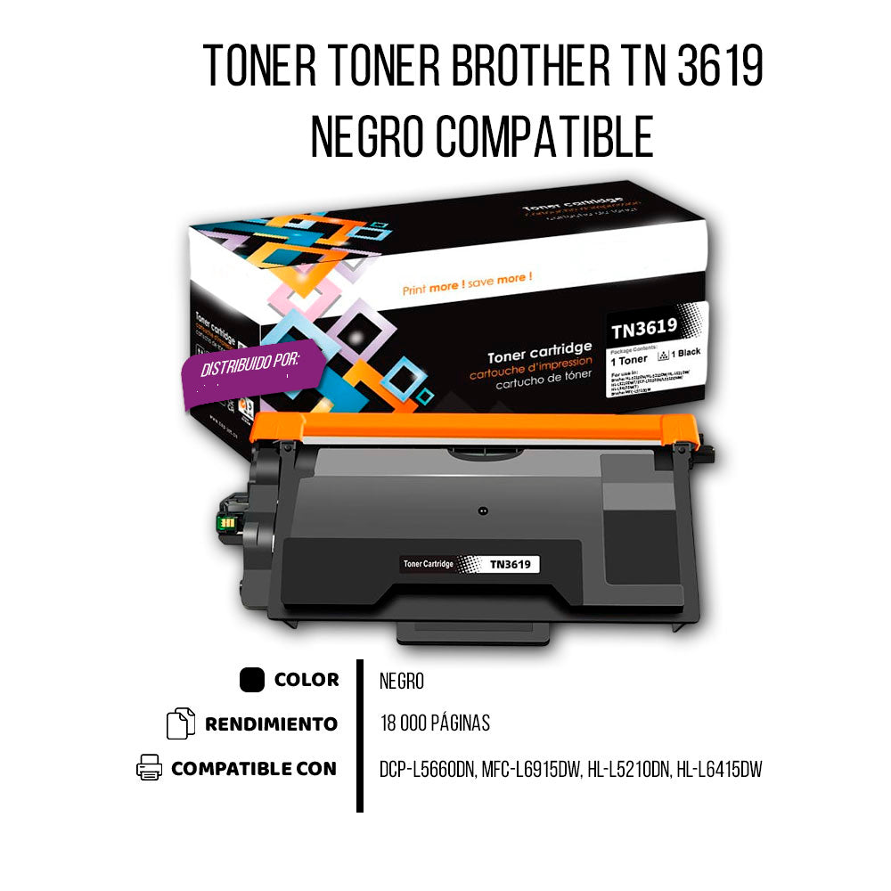 Toner Compatible Brother TN-3619 Negro 18.000 Pag HL-L5210DN