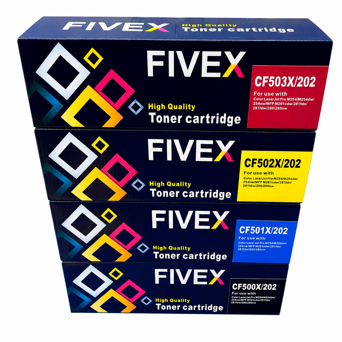 Kit de Toner FIVEX 202X CMYK M280 M281fdw M254dw M254